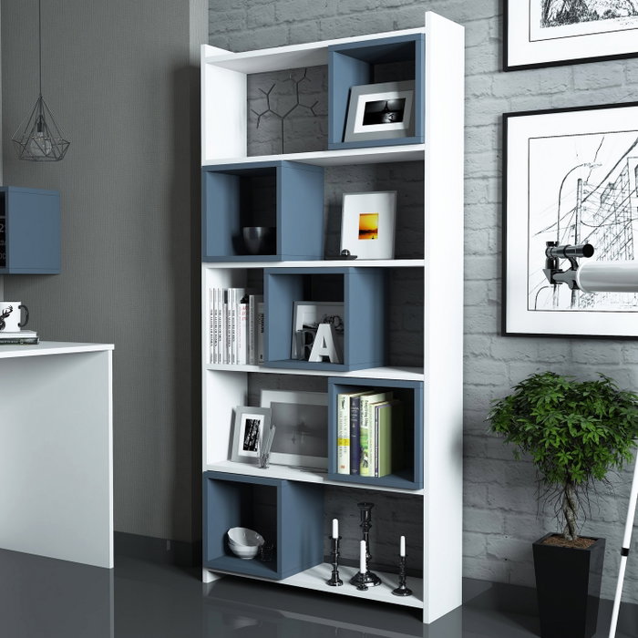 Hanah Home Estantería Blanco y Azul